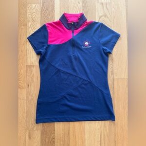 Navy and Pink Half-Zip Polo Shirt
